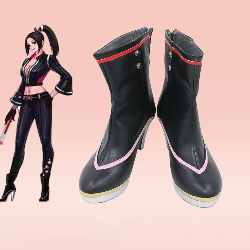 Zapatos de Cosplay Mai Shiranui, accesorios de Anime, accesorios de Cosplay, zapatos de cuero PU, botas de Carnaval de Halloween hechas a medida