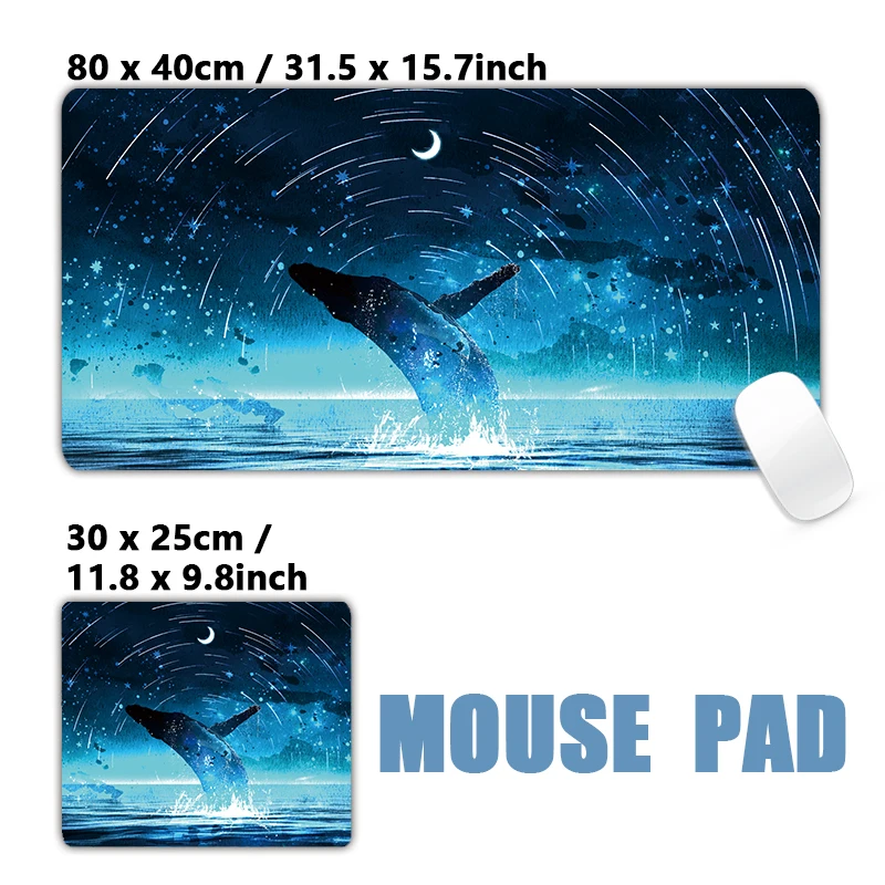 

Whale Night Sky Fantasy Dreamland Black XXL Large Mousepad Keyboard Pad Mouse Pad Deskpad Desktop Mat