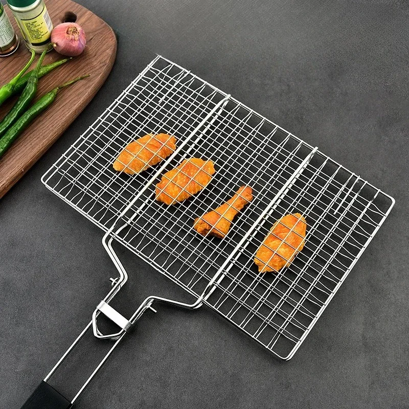 304 Stainless Steel BBQ Mesh Non Stick Grilling Basket Grill Mesh Mat Meat Vegetable Steak Picnic Party Barbecue Tool