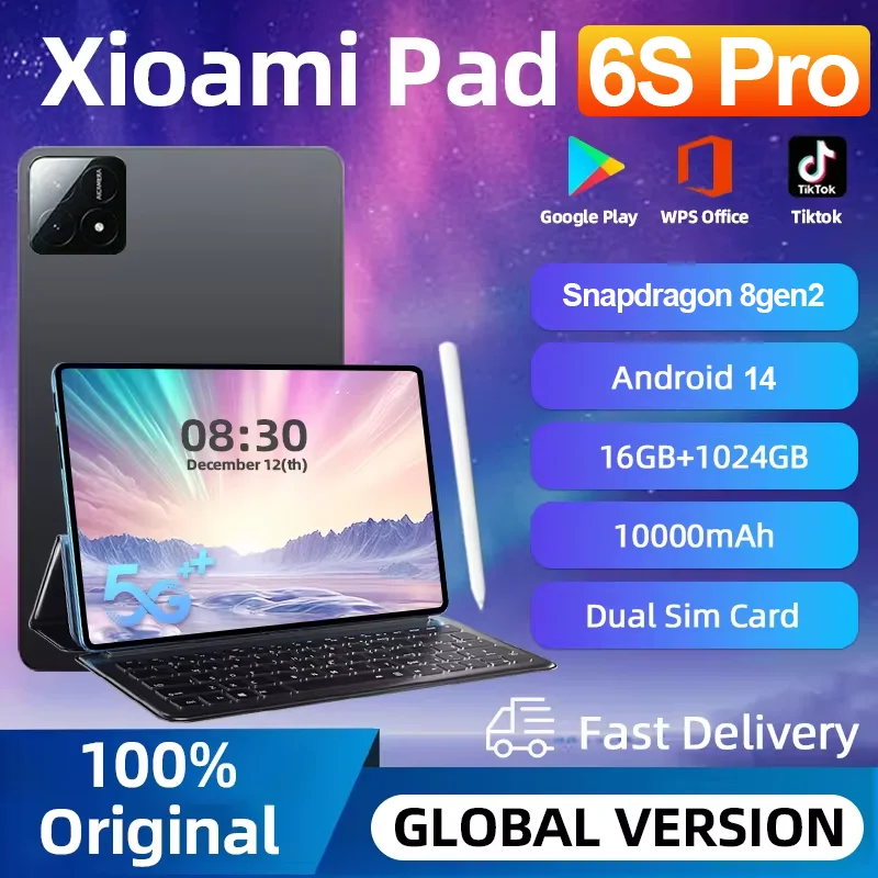 Global Version Original Pad 6S Pro HD 4K Android 13.0 Snapdragon gen2 xioa mi 16GB+1TB 10000mAh Tablet PC 5G DualSIM WIFI Mi Tab