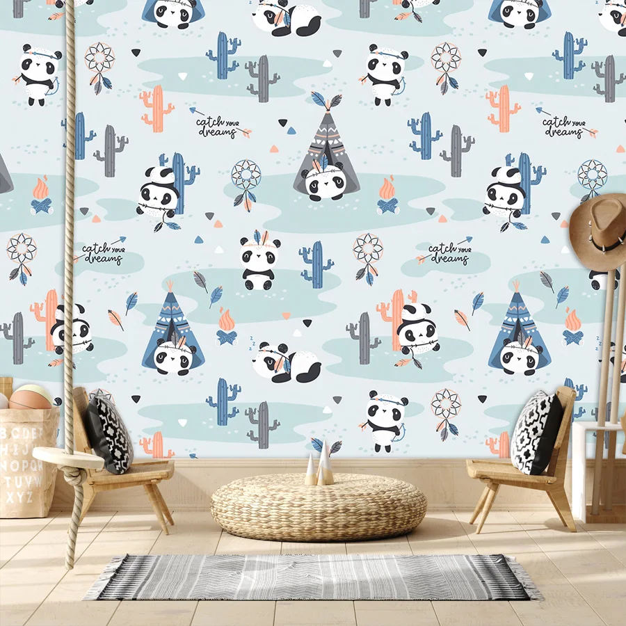 25+ Modern Easy to Apply,Peel and Stick Optional,Wallpaper for Living Room Contact Panel Cartoon Panda Animal Baby Bedroon Mural