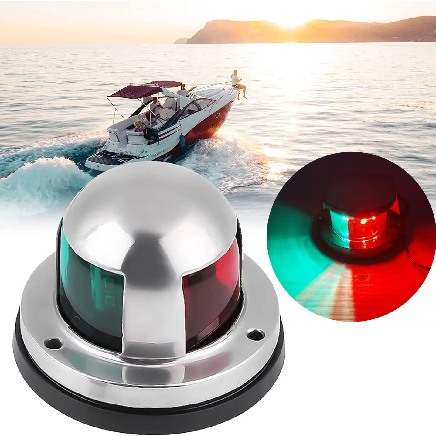 1Pc 12v LED IP65 Red Green warning Lights For Yacht lights Boat Navigation Light Deck Mount Sailing Signal Lamps ship lights