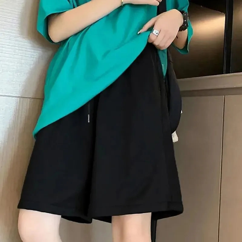 Cotton Summer Wide Leg Shorts for Women's Sports, Loose Fit, Thin, High Waisted Straight Leg Casual Shorts