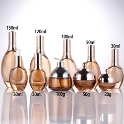 6pcs 30-150ml Cream Jar Lotion/Spray Bottle Glass Dropper /Toner Container Essential Oil Emulsion Skincare Makeup Empty Bottle