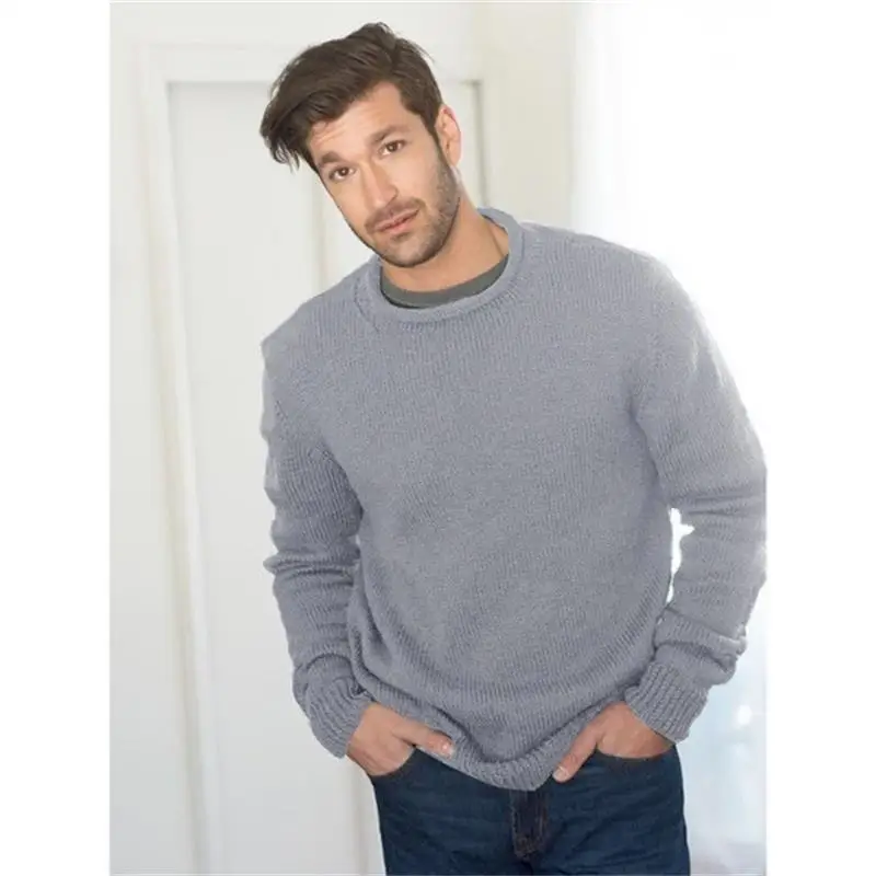 

Men's Sweater Autumn And Winter New Solid Color Crewneck Fashion Casual Large Size Sweater