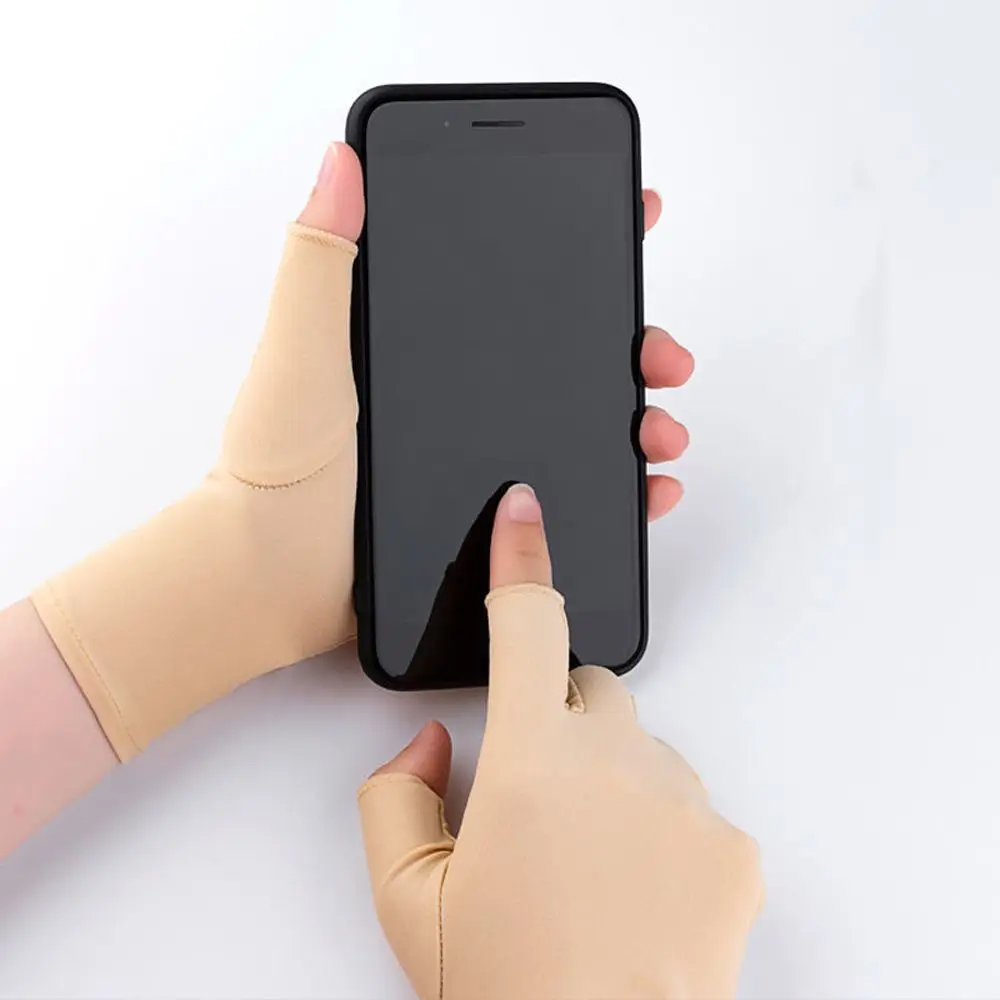 Simple Elastic Outdoor Two Finger Sunscreen Cycling Man Mittens Ice Silk Gloves Fingerless Women Gloves
