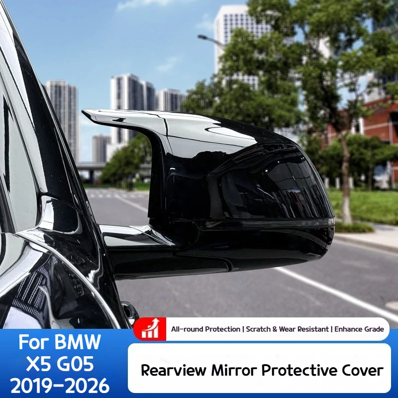 For BMW X5 G05 2019-2026 Car Reinforced horn-shaped rearview mirror protective shell with Black Jedi set for blackening effect