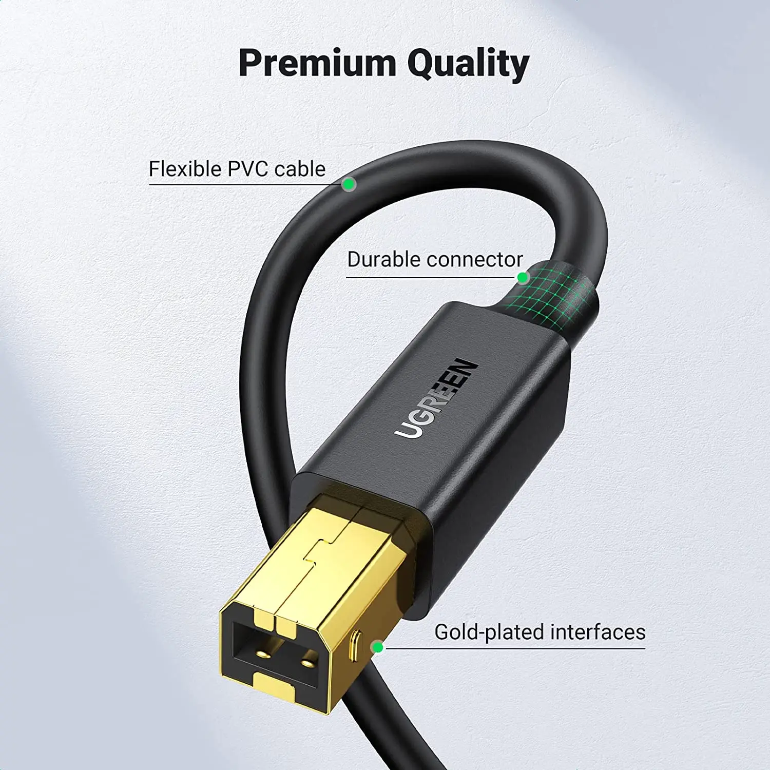 UGREEN USB Printer Cable USB a to B 2.0 USB B Cable High-Speed Printer Cord Ideal Printer Scanner Cable
