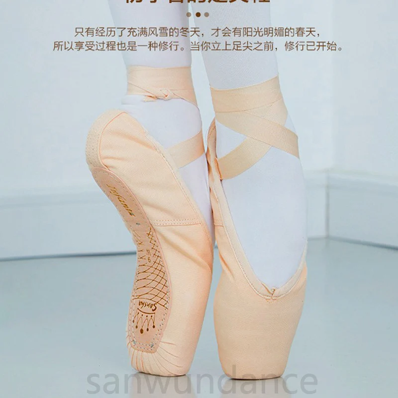 

Professional Ballet Pointe Shoes Women Satin Canvas Ballet Shoes Girls Ladies Hard Bottom Ballerina Dance Shoes With Ribbons New