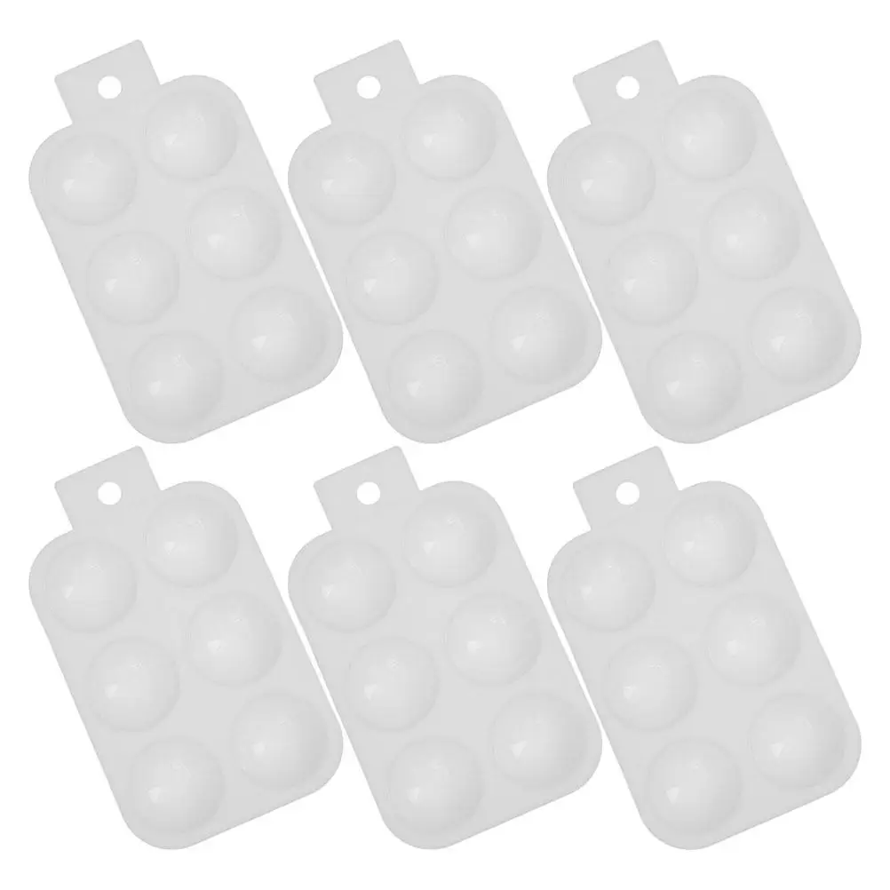 6Pcs Lightweight Plastic Paint Palette Set Empty Watercolor Mixing Tray for Artists Students Crafts DIY Painting Portable