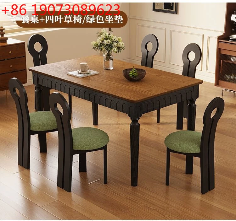 

Средневековый обеденный стол из массива дерева, французский ретро-стиль, прямоугольный, простой, для дома, для небольшой квартиры, американский обеденный стол.