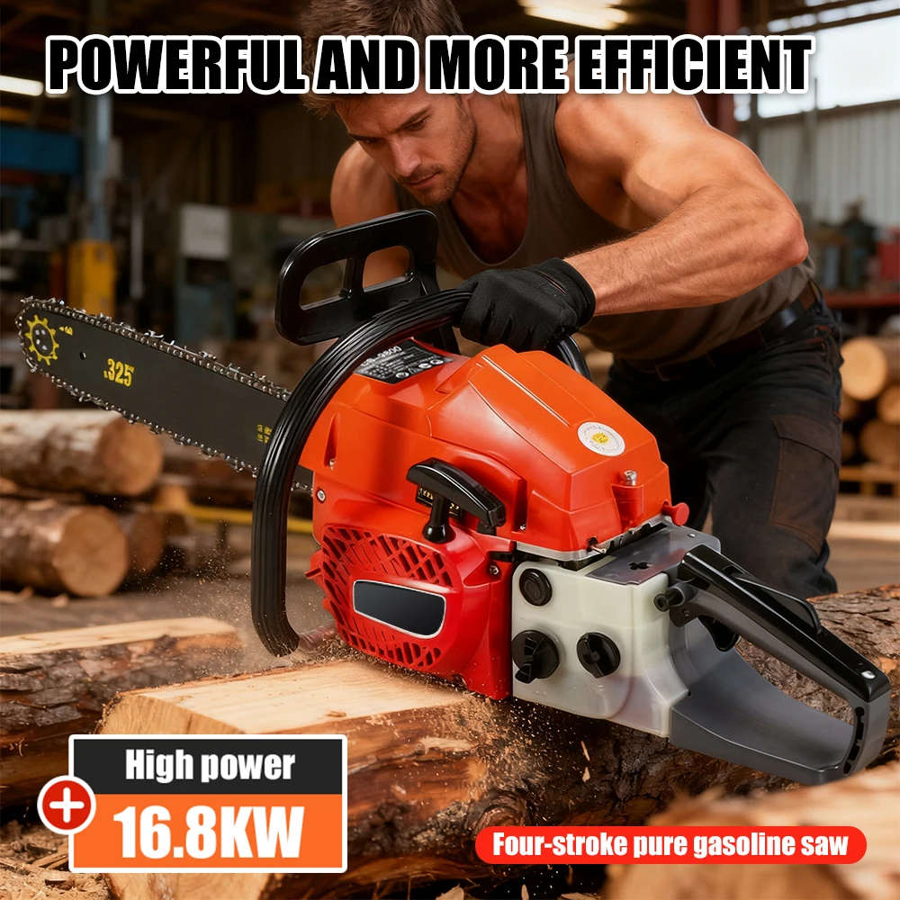 

4 Stroke Chainsaw High Power 16800W Gas Tree Chain Saw Petrol Felling Saw Handheld Wood Cutting Saw with Accessories