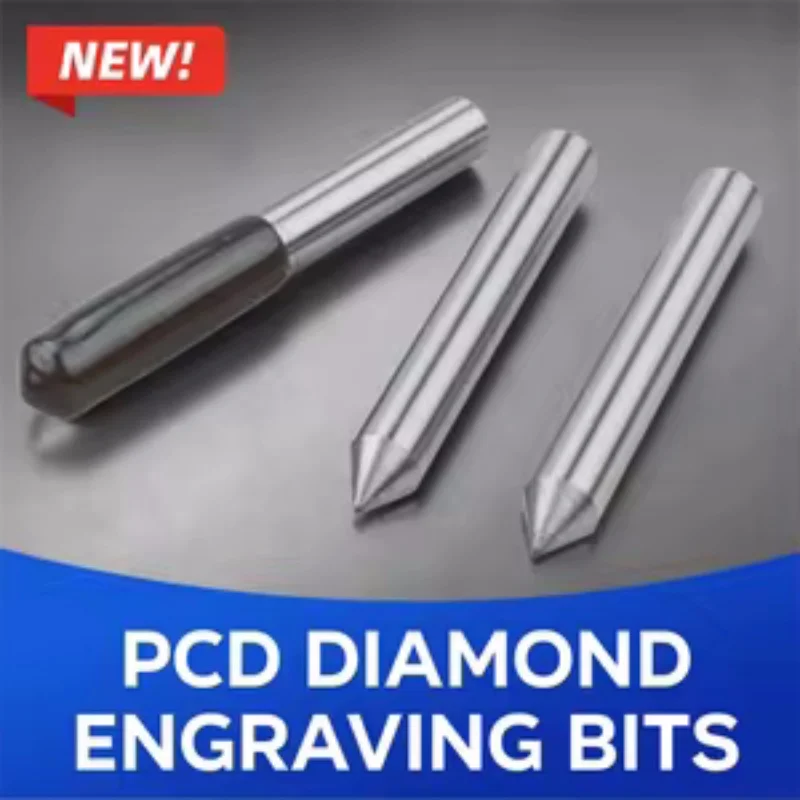 2Pcs 3.175mm 3mm PCD Diamond Engraving Bits CNC Drag Engraver Tool for Metal Stone Carving Milling