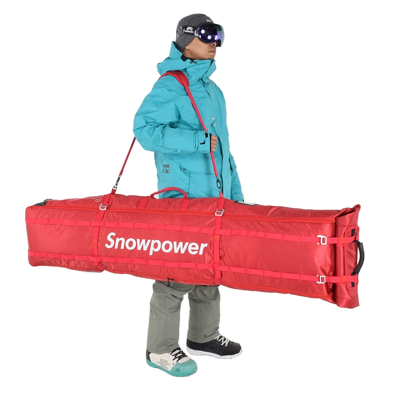 100-200CM curlable foldable length adjustable bag for SnowBoard/Skis   Trolley bag With small Wheels  A7397