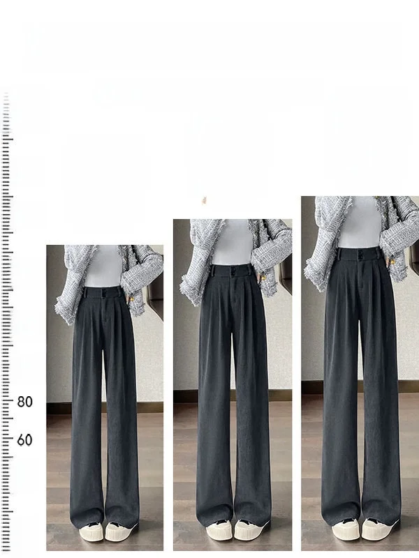 Pantalones Anchos de Pana Blanca a la Moda para Mujer, Invierno 2025, Nuevos Pantalones de Traje con Forro, Talla Pequeña, Pantalones de Pierna Recta