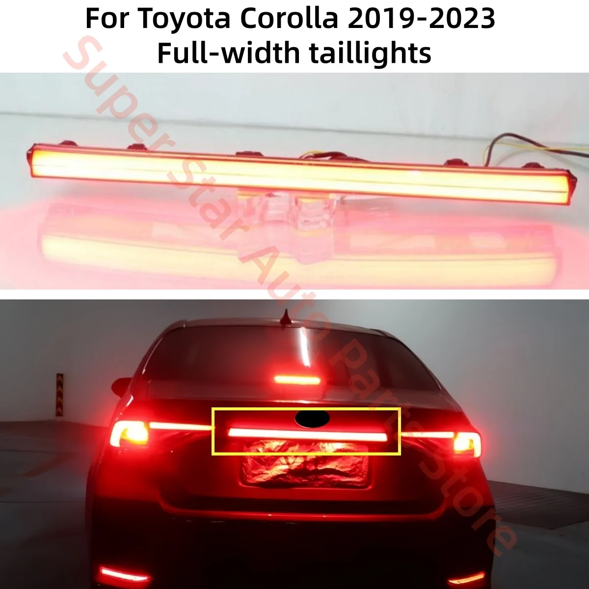 For Toyota Corolla 2019-2023 Full-width taillights Modification LED Flowing water Turn signal Brake lights Highlight Flash burst