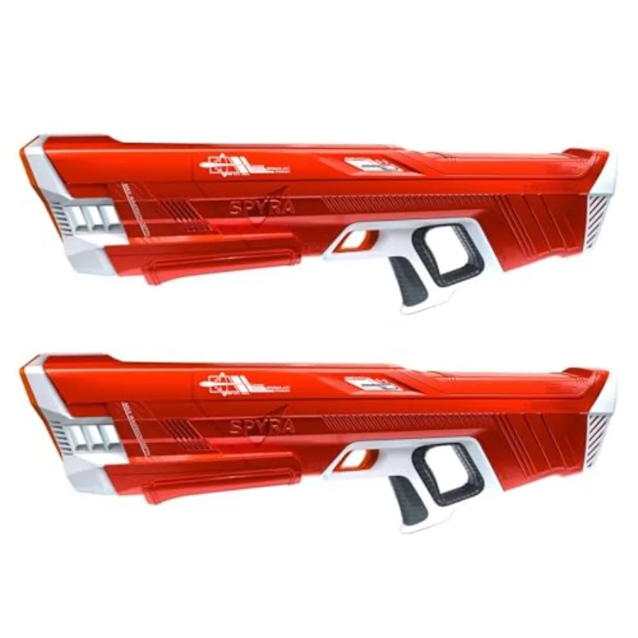 2 Pack Electric Water Blaster for backyard beach and outdoor pool activities, ABS plastic red with LED display 50-foot range an