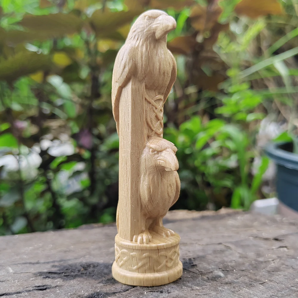 Wooden Raven Totem Ornament, Hand-Carved, Ethnic Style, Suitable for Office Decoration, Party Decoration, Halloween Decorations, Christmas Gifts, Home Decor, Fireplace, Back-To-School Season Gifts, New Year Gifts