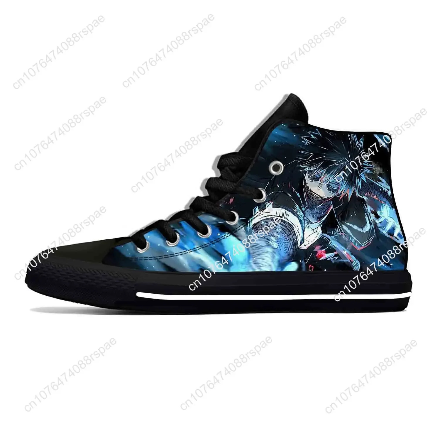 Desenhos animados para homens e mulheres My Hero Academia Dabi Sneakers, anime japonês, sapatos de pano casual legal, top alto, leve, respirável, impressão 3D