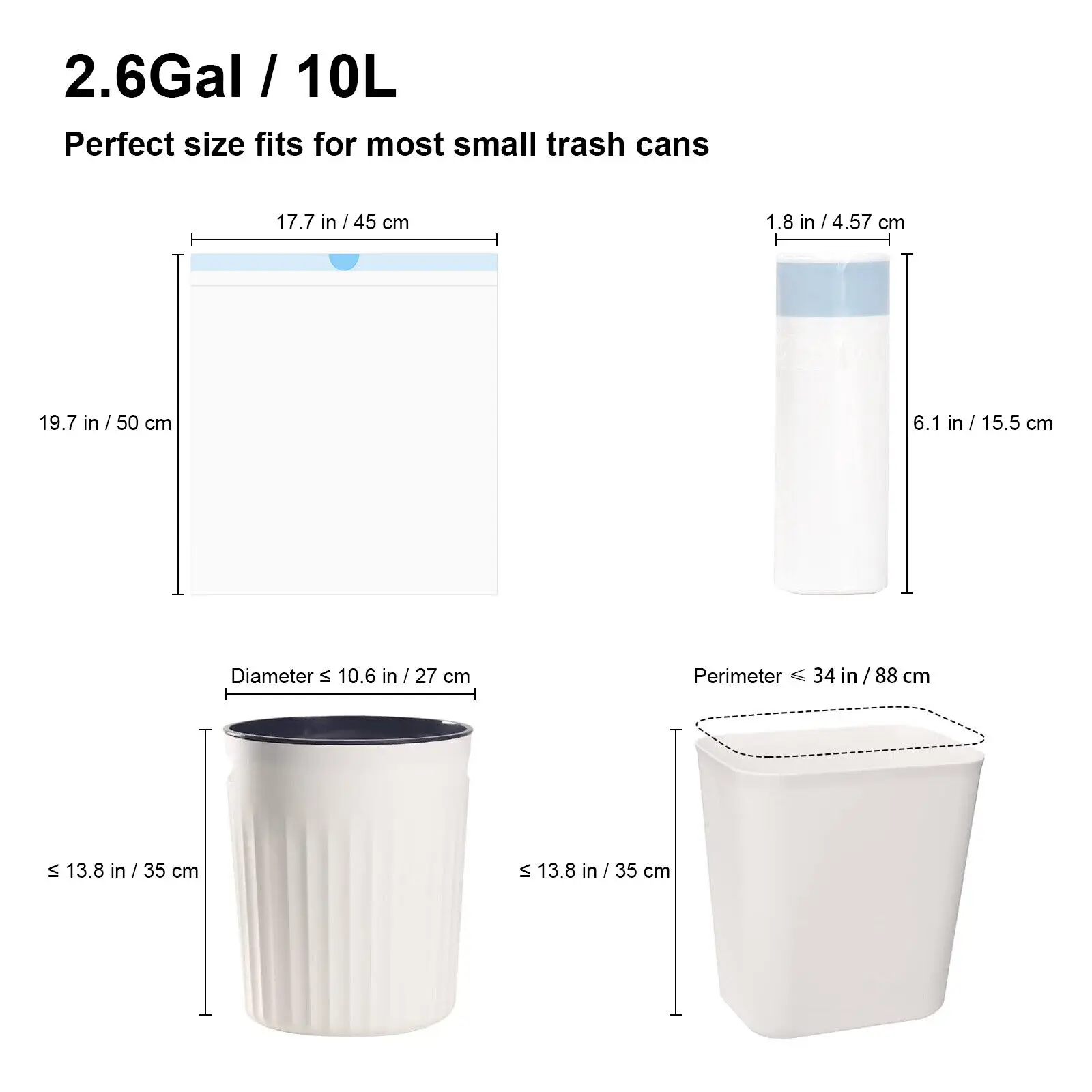 DOEL Drawstring Cat Litter Box Liners, 4 Rolls Total 60 Counts, 45×50cm/17×19in Poop Bags, Thick Wear-resistant Trash Waste Bags Specially Designed for Self-Cleaning Automatic Smart Cat Litter Box, Easy Tie Design for Fast Cleaning