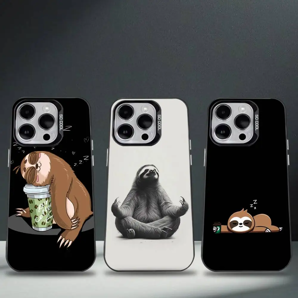 

Чехол для телефона с милым мультяшным ленивцем для iPhone 17,16,15,14,13,12,11, Pro, Max, Plus, E, Air, мини-черный чехол из ТПУ