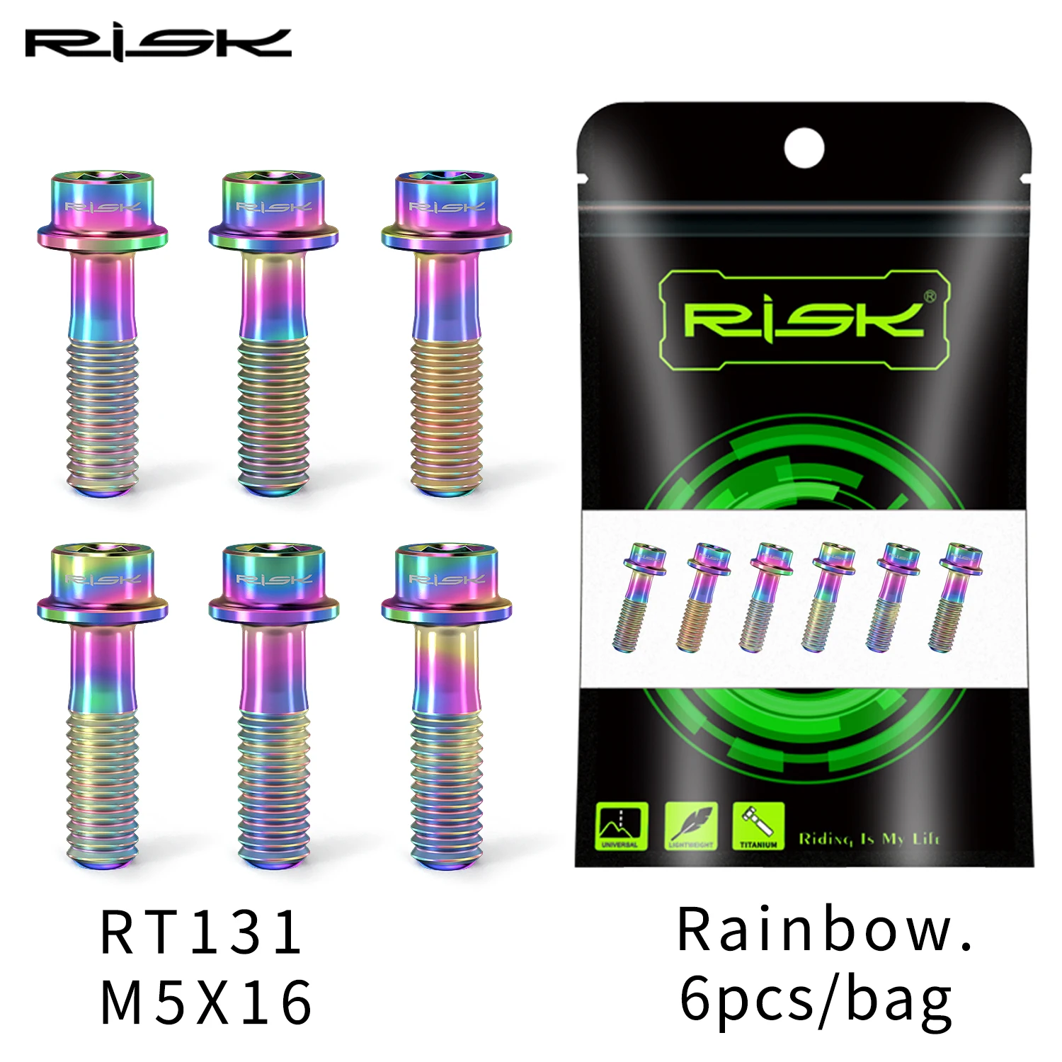 Risiko Titan Spindel schrauben 6 Stück m5x16mm m5x18mm Titan legierung Fahrrads chaft Schrauben bunte Fahrrads chaft MTB Bolzen Fahrrad zubehör – Detail 8