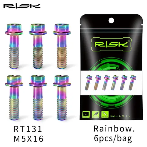 RISK 6개 자전거 스템 나사 M5x16mm M5x18mm 티타늄 합금 자전거 스템 볼트 MTB 산악 도로 자전거 부품 액세서리