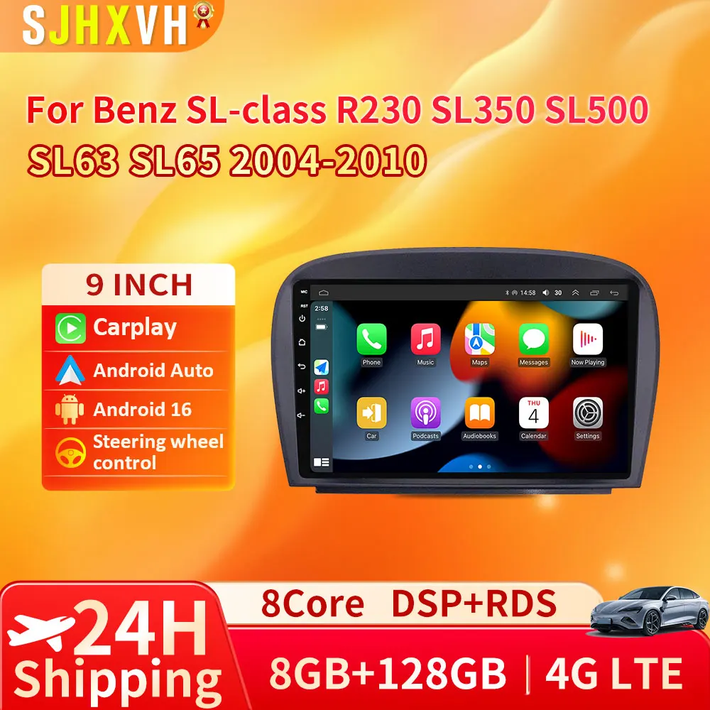 

Android 16 Car Radio For Mercedes SL R230 SL350 SL500 SL55 SL600 SL65 2001 -2007 WiFi+4G Navigation GPS Multimedia Player Stereo