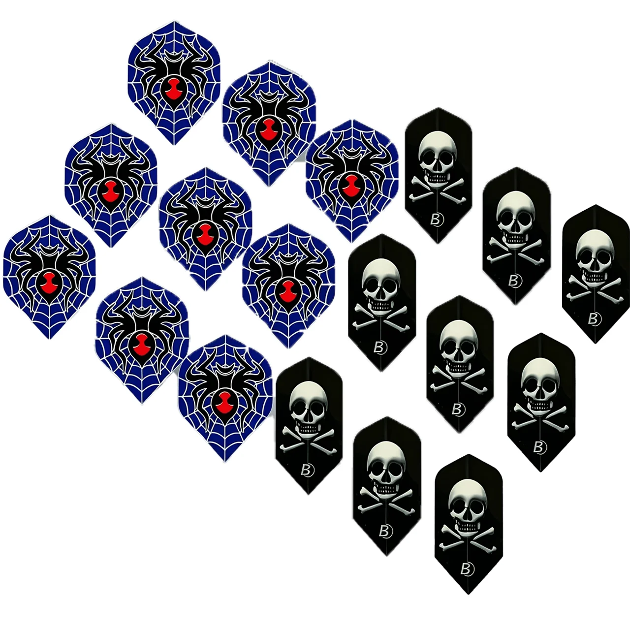  18Pcs Dart Flights Set Spider & Skull Design Standard PET Dart Leaves Replacement Accessories for Soft Darts 