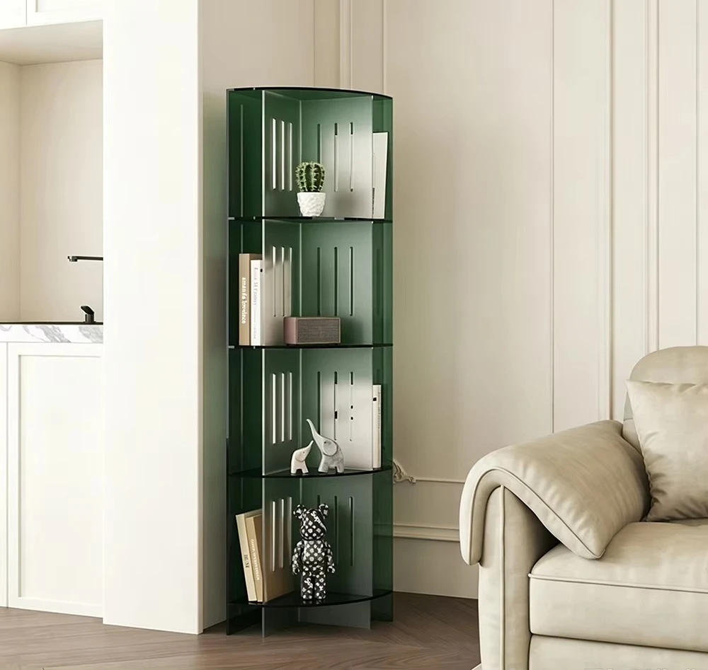 Acrylic modern corner storage bookshelf floor-to-ceiling living room furniture four-layer multi-layer triangular wall-mounted