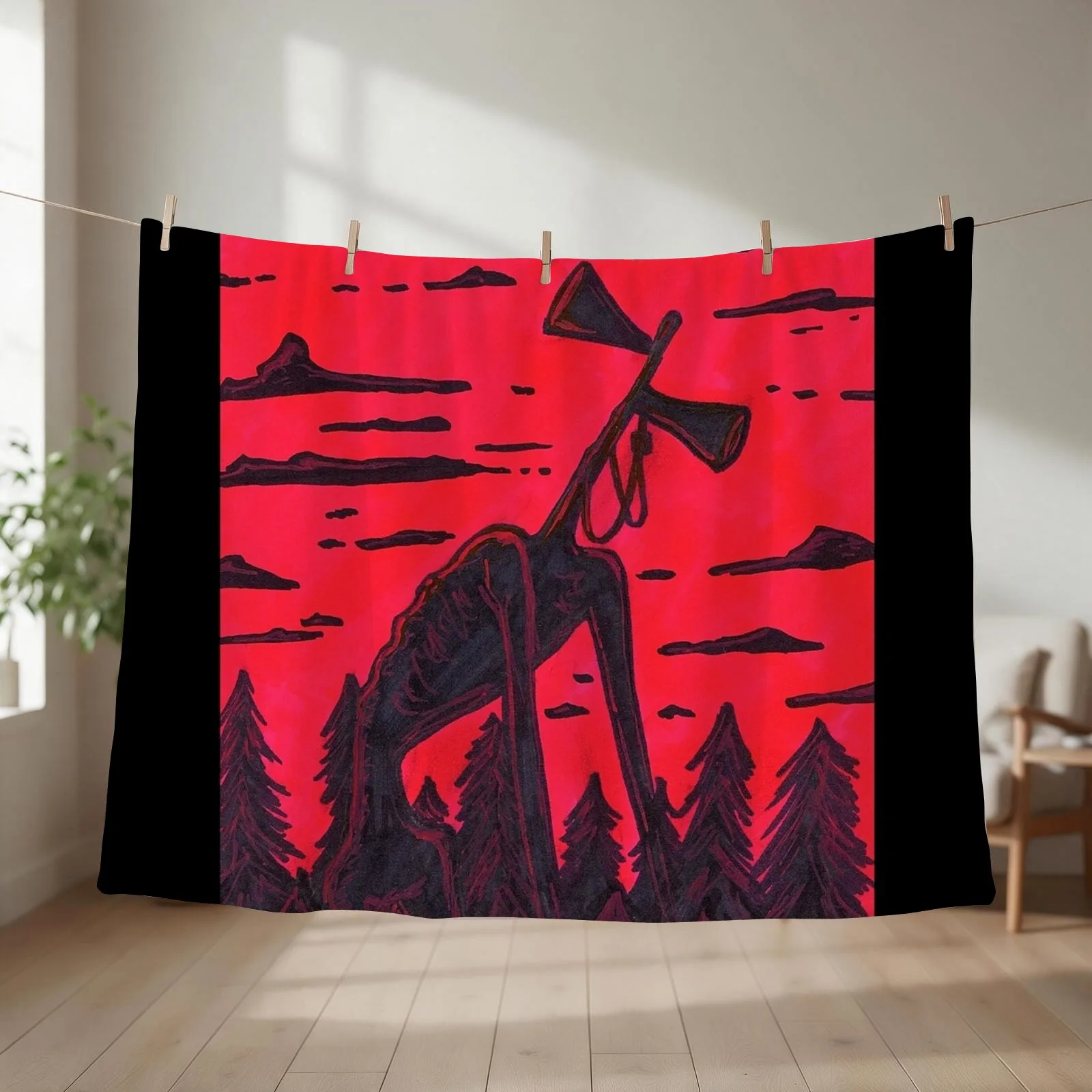Siren Head Throw Blanket couch cozy soft plush fuzzy picnic outdoor blanket