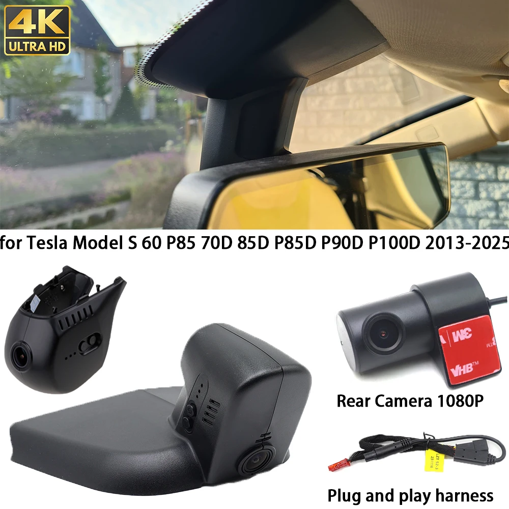 for Tesla Model S 60 P85 70D 85D P85D P90D P100D 4K Dash Cam Front Camera DVR Plug and Play Recorder Wifi Parking HighCity
