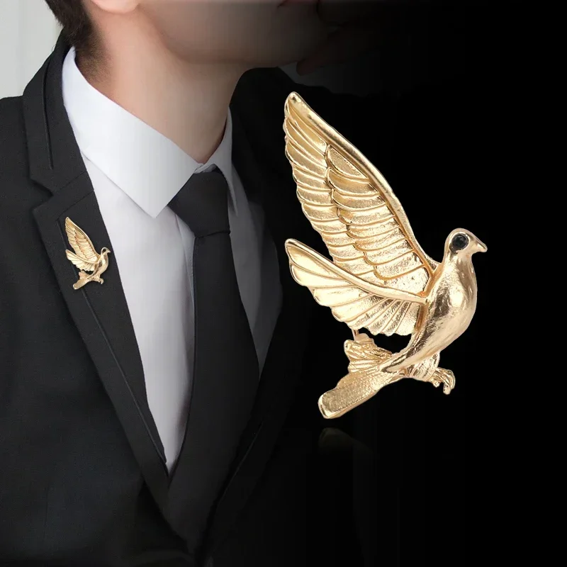 High-end Simple Peace Pigeon Corsage Lapel Pin Suit Brooch Men's Fashion New Retro Coat Pins Badge Men's Clothing Accessories