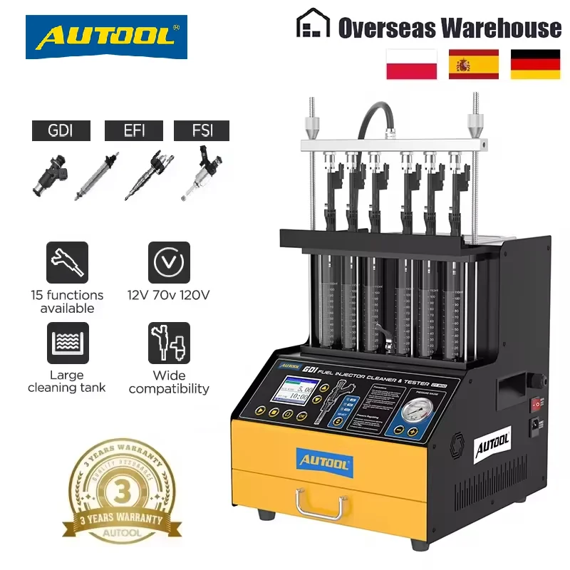 AUTOOL CT200 Injector Ultrasonic Cleaner & Tester Machine Gasonline Nozzle Cleaner Fuel Injectors PK CNC602A