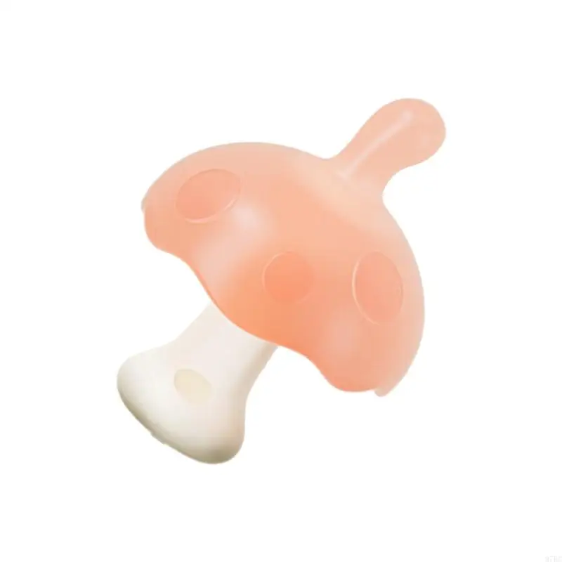 97BC Infant Teething Toy Silicone Soother Ergonomic Mushroom Easy to Clean