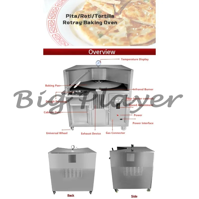 فرن الخبز التجاري نوع الغاز الدورية الكعكات المستديرة آلة الجدول خبز بيتا أو فرن التورتيلا #5