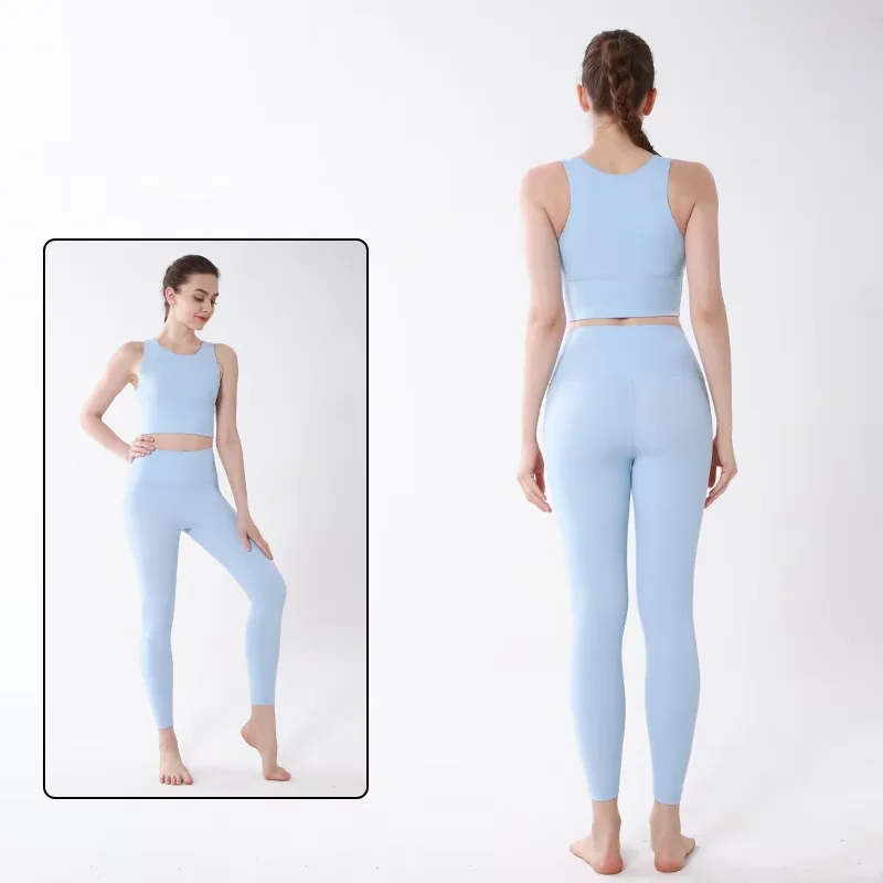 Women's Sports Yoga Sets High Intensity Fixed Chest Pad Shockproof Sports Vest High Waist Hip Lift Yoga Leggings Yoga Sports Set