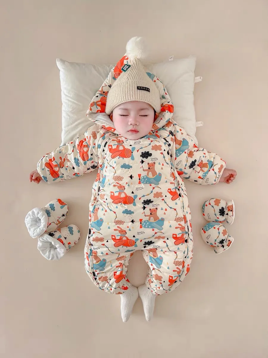 Baby down Suit Onesie Winter Newborn Toddler Clothes Outfit Boys Girls Baby Clothes Thiened White Du down Filled Coat