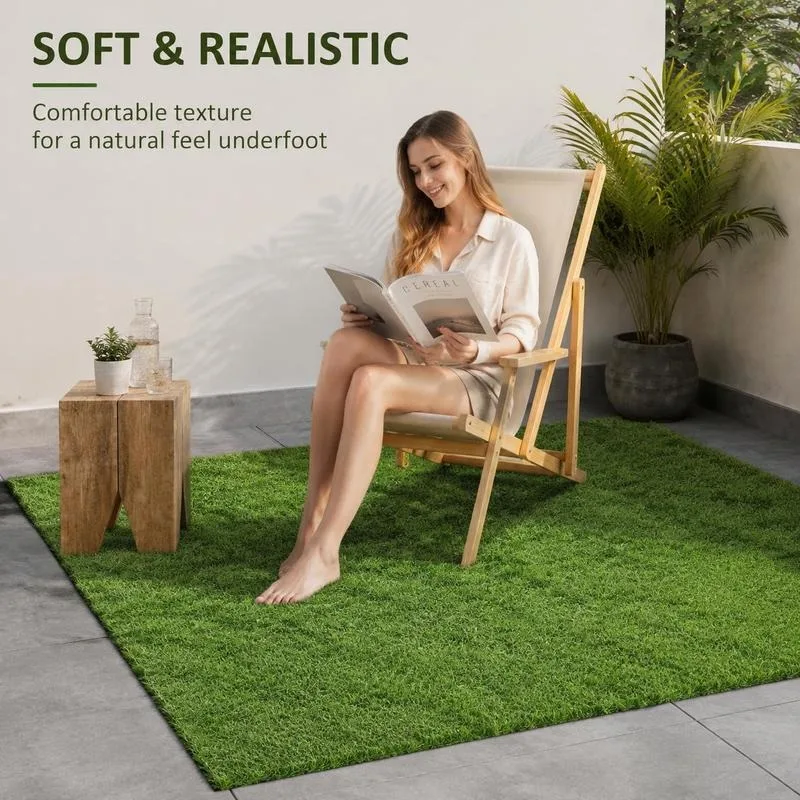 Gazon artificiel en fibres PP et PE de 20 mm, surface douce et dense, résistant aux changements climatiques, installation simple, adaptable au jardin, au balcon, à la terrasse et au patio, idéal pour les espaces extérieurs.