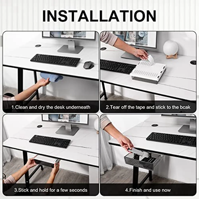 デスク用,オフィス,家庭,学校用のテーブル,2パック用の粘着引き出し