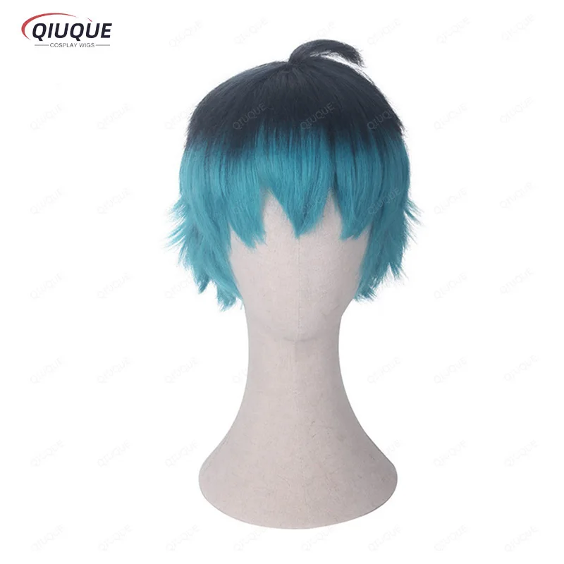 Luka Couffaine Cosplay Wig Short Black Blue Heat Resistant Synthetic Hair Anime Cosplay Wigs + Wig Cap