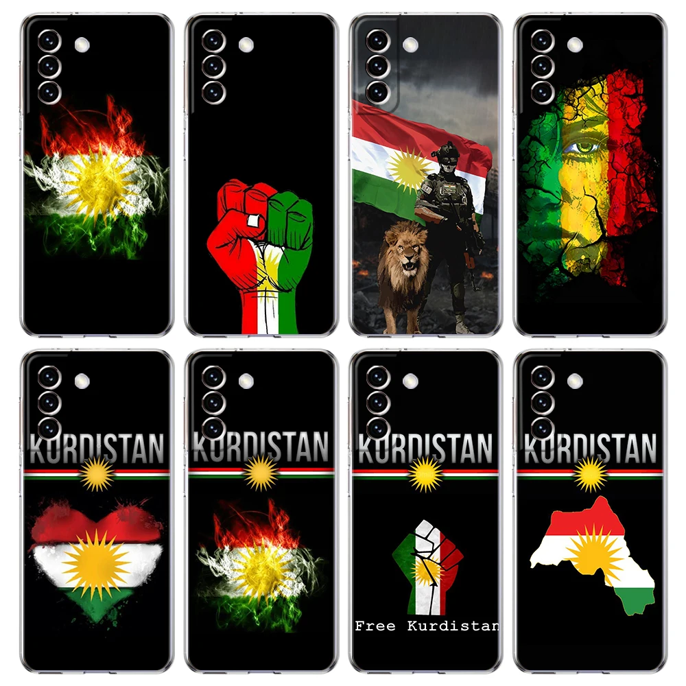 K-Kurdistan Flag Phone Case for Samsung Galaxy S23 S20 FE S22 S21 Ultra M21 M22 M32 S10 S10E S9 S8 Plus 5G Transparent Shell Bag