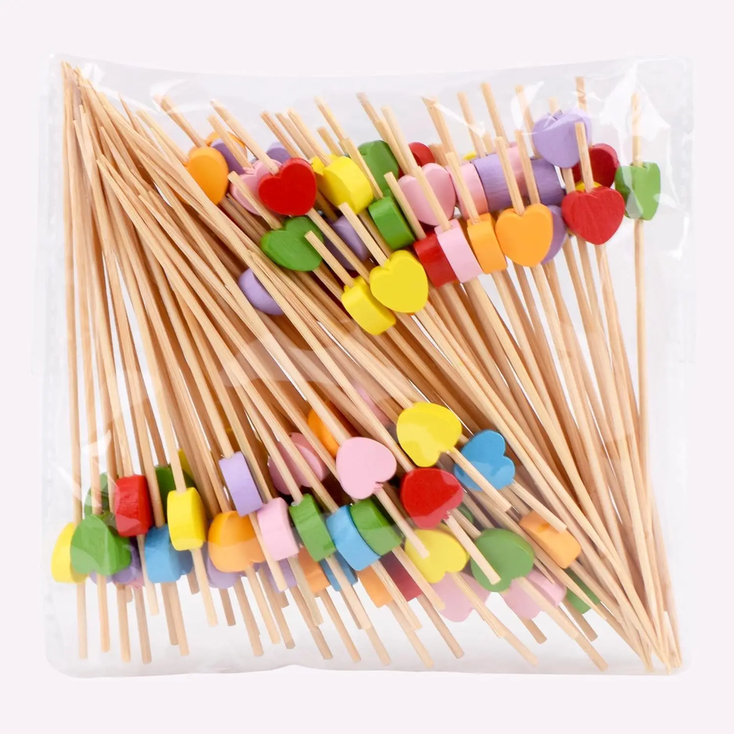 

100 Pack Fruit Toothpicks, Heart-Shaped Bamboo Cocktail Picks, Natural Bamboo Toothpicks for Appetizers Fruit Cake Dessert Barbe