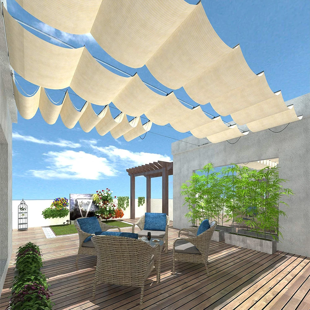 HDPE Wave Shade Sail for Wholesale Temperature Prevent Sun Shine Wave Shade Net