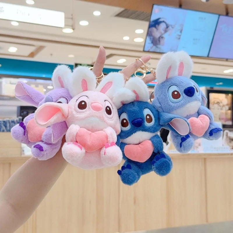 

Disney Stitch plush toys cute and playful costume key bag pendant cartoon rabbit birthday and Christmas present