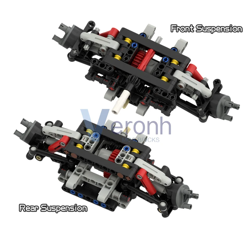 Negative Camber Technical Sport Car Chassis Builidng Blocks Kit Double Wishbone Diff Gear Suspension AWD Vehicles MOC Bricks Toy