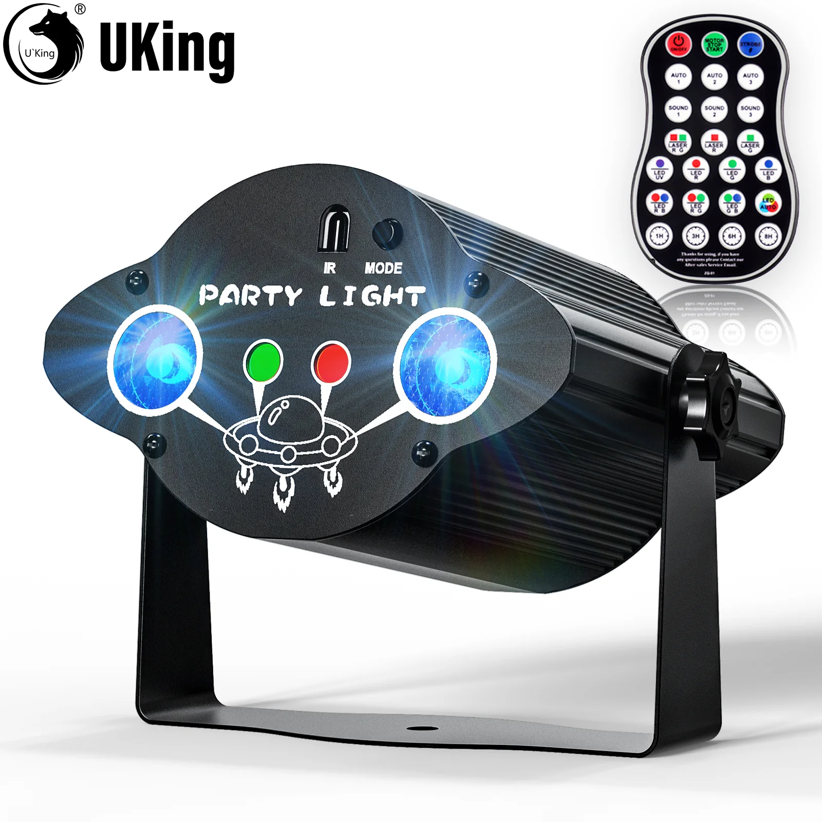 U'King RGB+UV LED Party Light Disco Light With Remote Controller Strobe Stage Light Pattern DJ Light For DJ Show Concert Party