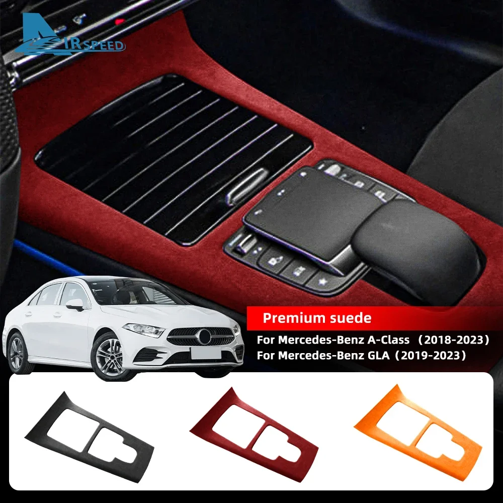 for-mercedes-benz-a-class-w177-cla-c118-2019-2020-2021-2022-2023-2024-italian-top-suede-trim-cover-car-center-console-gear-panel