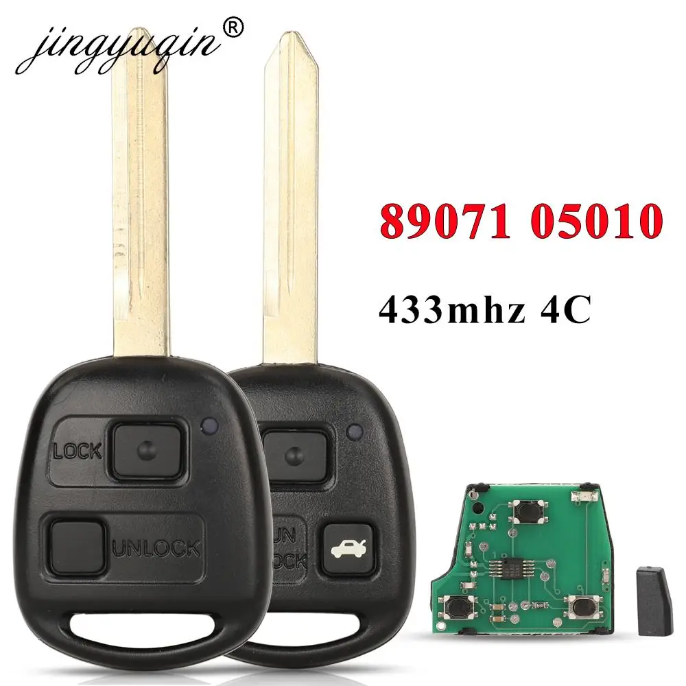 jingyuqin P/N: 89071-05010 TOY47 Remote Car Key Fob 433MHz 4C Chip for Toyota Yaris ( 2005 - 2008 ) Avensis ( 1998 - 2008 )