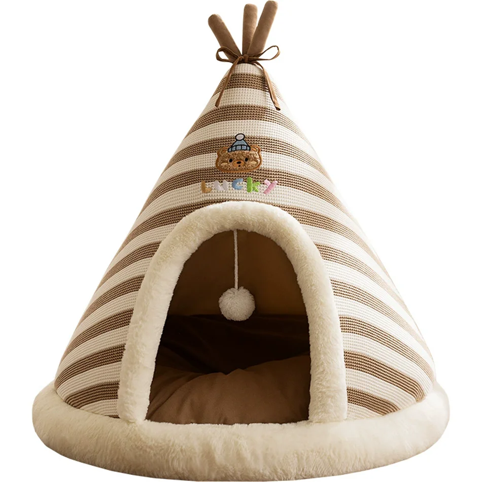 

Large Space House Removable and Washable Semi-enclosed Lovely Cat Small House Dog Bed Comfortable and Soft Dog Accessories